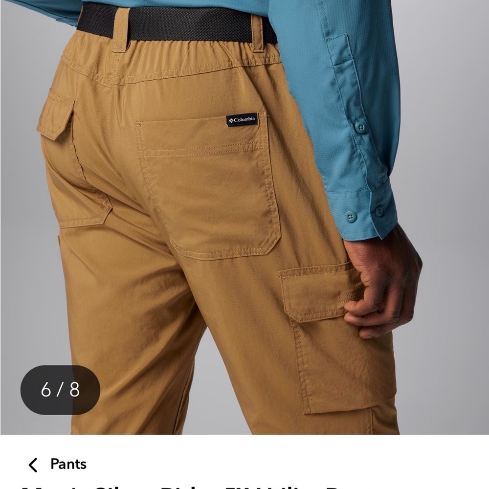 Men’s Columbia lightweight hiking pants with SPF protection